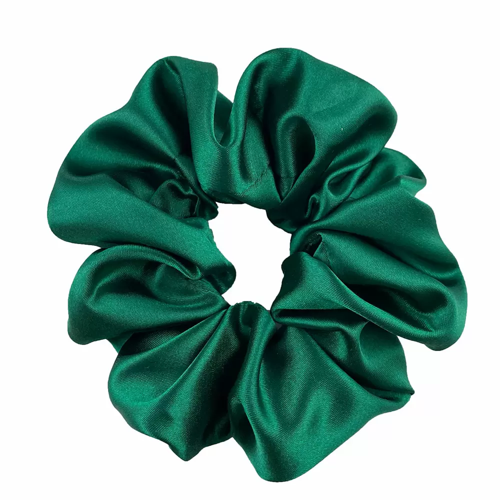 Scrunchie satynowa - ciemna zieleń błysk | BoMoye