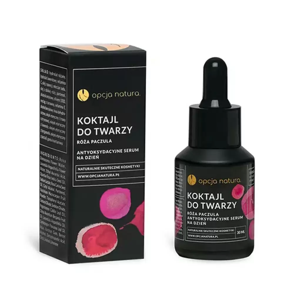 Koktajl do twarzy - Antyoksydacyjne serum Róża i Paczula | Opcja Natura