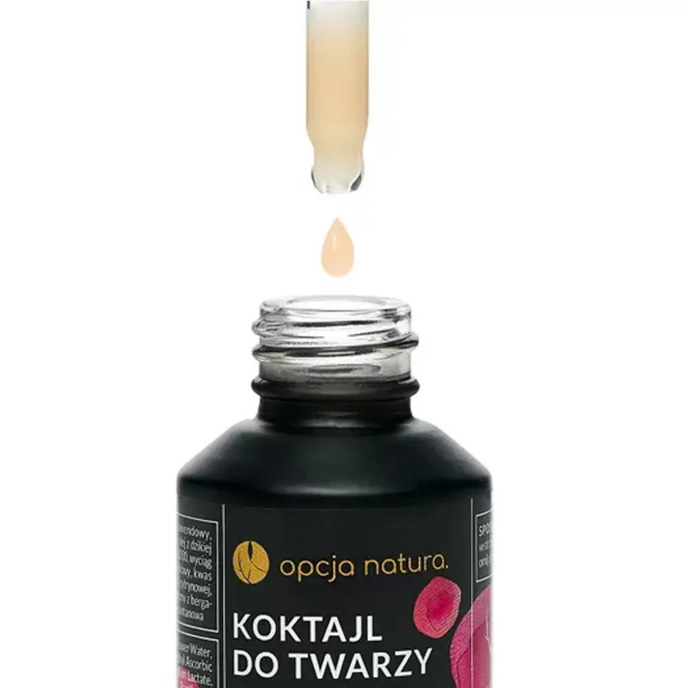 Koktajl do twarzy - Antyoksydacyjne serum Róża i Paczula | Opcja Natura
