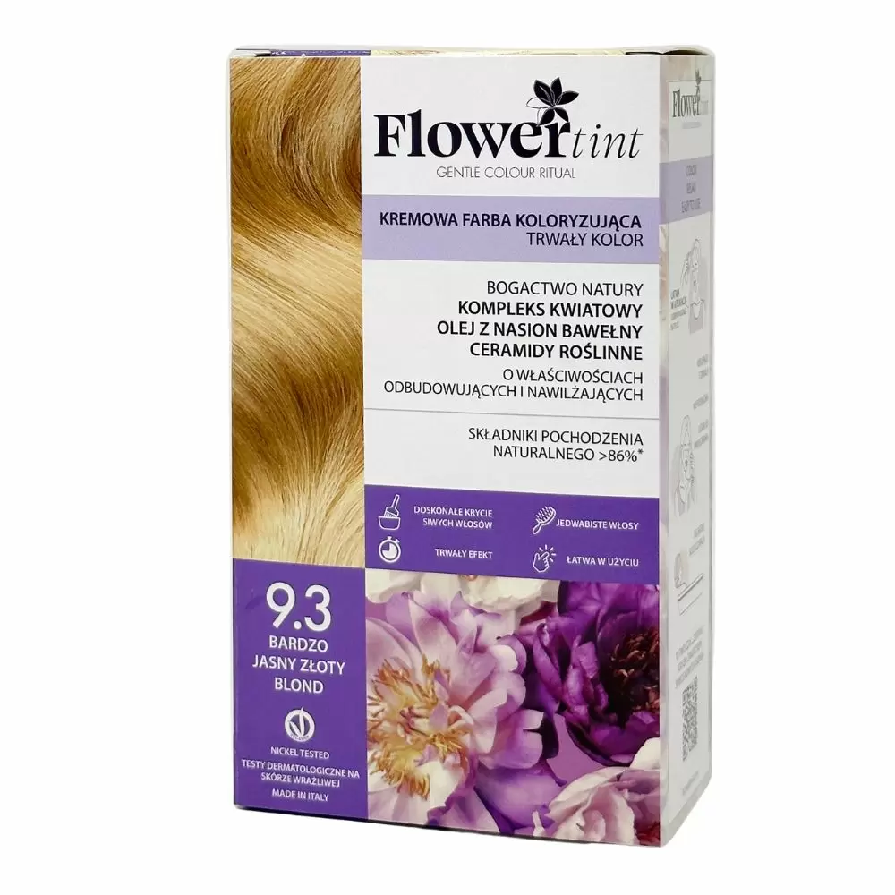 Kremowa farba koloryzująca do włosów 9.3 - Bardzo jasny złoty blond | FlowerTint