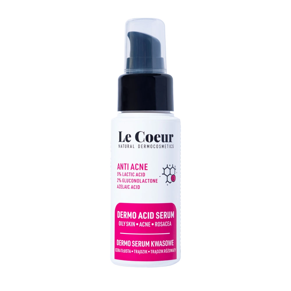 Serum z kwasem mlekowym, glukonolaktonem i kwasem azelainowym ANTI ACNE DERMO | Le Coeur