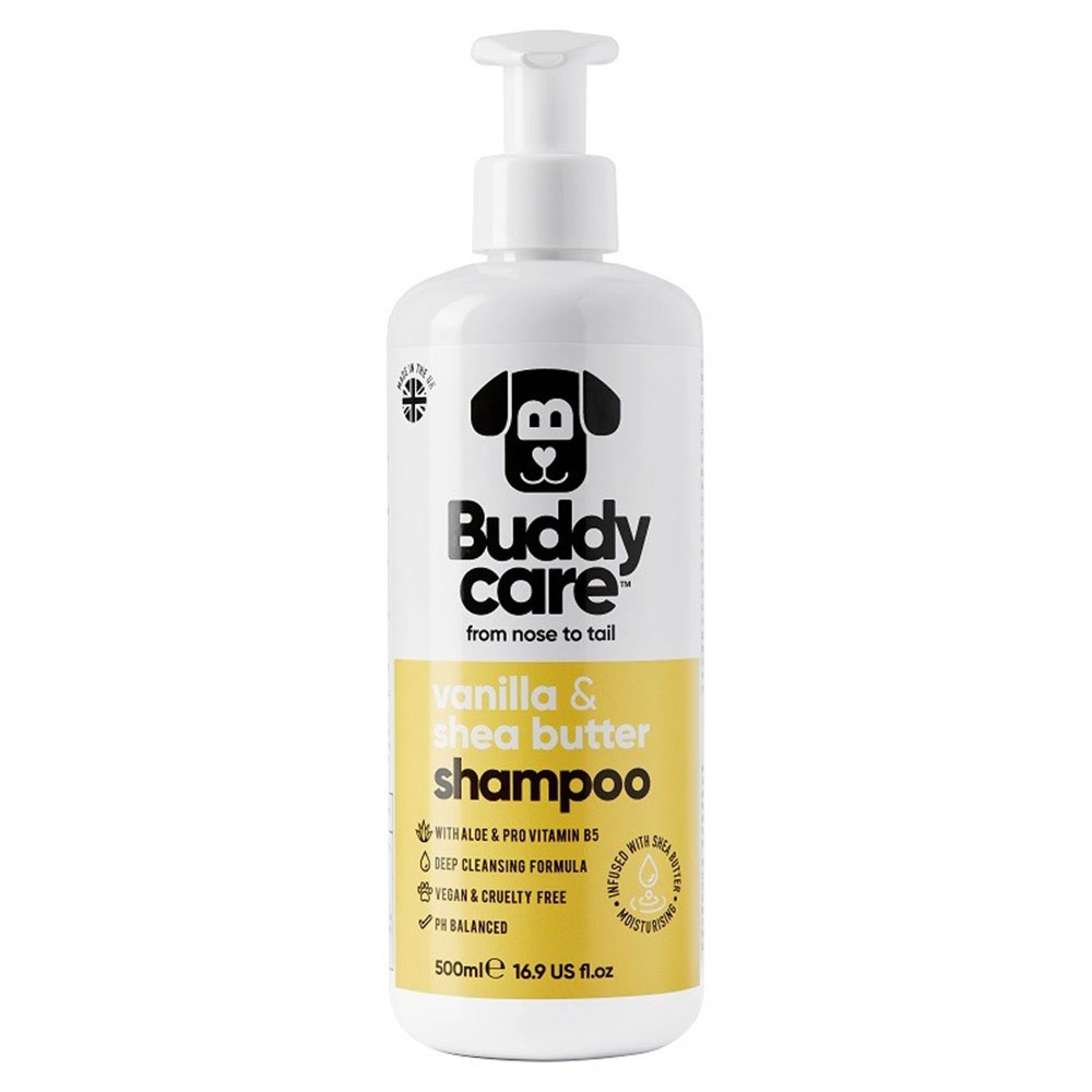 Szampon nawilżający z aloesem i witaminą B5 Wanilia i Masło shea | Buddy Care