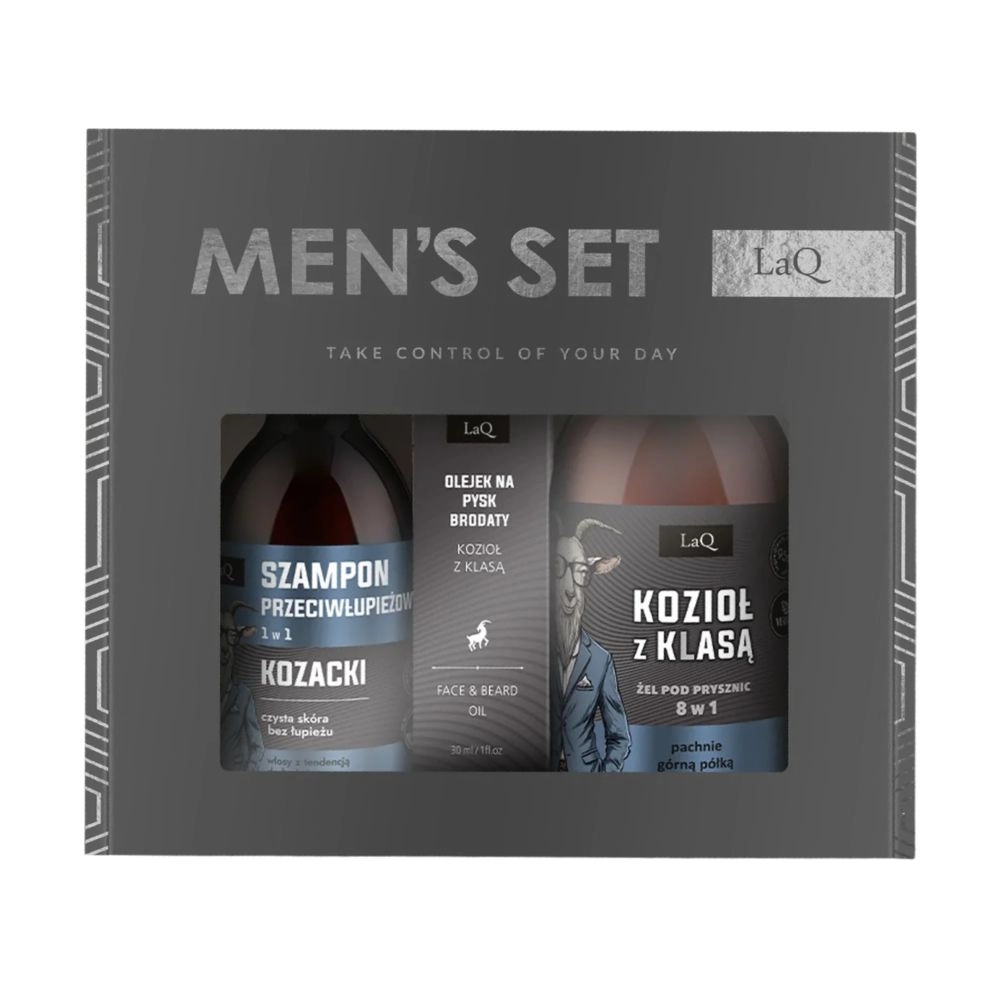Zestaw kosmetyków męskich Kozioł Z Klasą  Żel + Szampon + Olejek do brody | LaQ