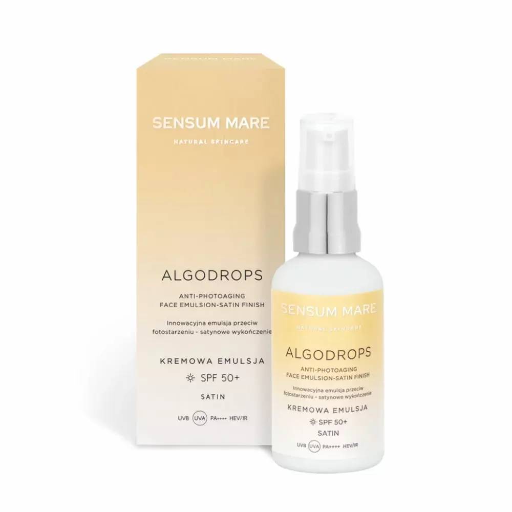 ALGODROPS SATIN Innowacyjne krople ochronne przeciw fotostarzeniu SPF 50 UVB UVA PA++++ HEV/IR | Sensum Mare