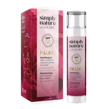 Krem nawilżający przeciwzmarszczkowy z filtrem SPF50 Filler | Simply Nature