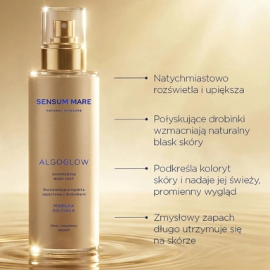 Mgiełka do ciała rozświetlająca z drobinkami zapachowa ALGOGLOW | Sensum Mare