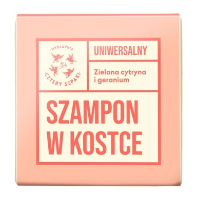 Szampon do włosów w kostce Zielona Cytryna i Geranium - uniwersalny | Cztery Szpaki